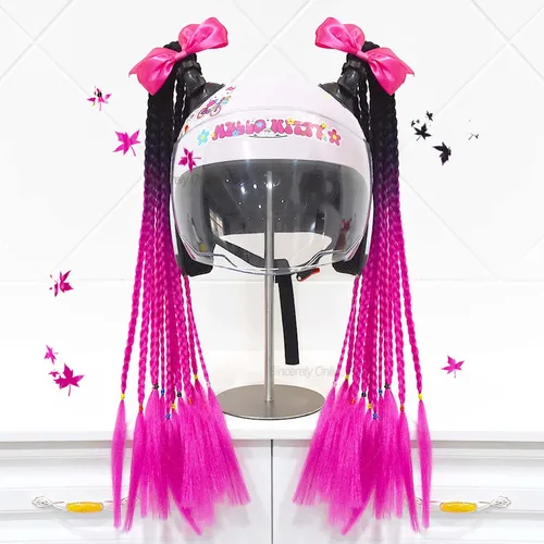 Nuevo casco de 24 pulgadas, trenzas decorativas, peluca con coletas Jumbo, motocicleta, ciclismo, casco de esquí, decoración trenzada para mujeres y niños