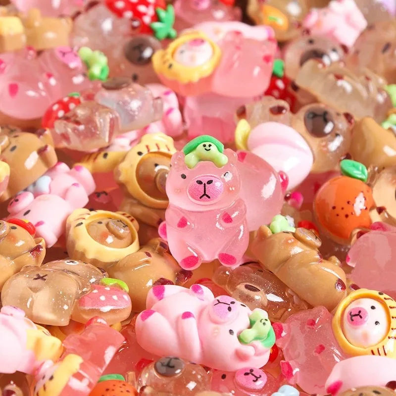 Cute Mini Capybara Resin Accessories Children's Diy Accessories Home Decoration Toys Small Ornaments Random
