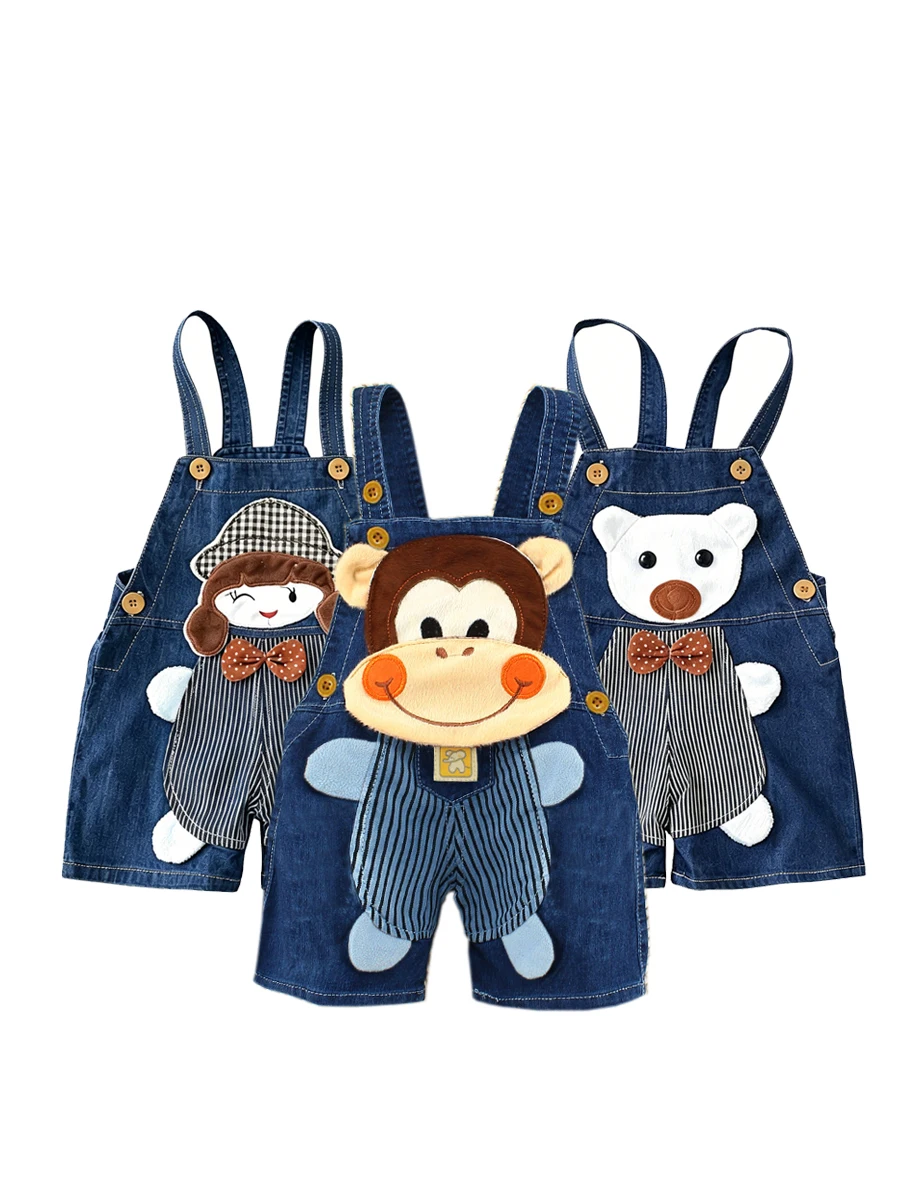 DIIMUU Summer Children Kids Baby Boys Denim Pants Infant Girls Short Overalls Clothes Dungarees