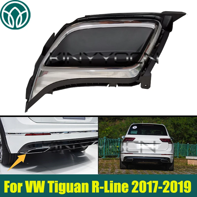 

Car Rear Exhaust Pipe Throat Trim Cover For VW Tiguan R-Line 2017 2018 2019 Rear Bumper Trim Frame