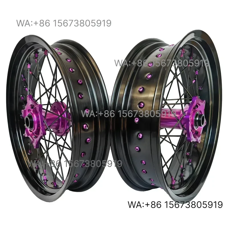 For  Wmwmnu 17 Inch 36 Spokes Anodized Alloy Motorcycle Wheel Rim  EXC SXF SX 250 300 450 Supermoto Front Rear Wheels