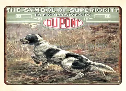 DuPont Powder hunting dog firearm ammo ammo hunting metal tin sign bar decor