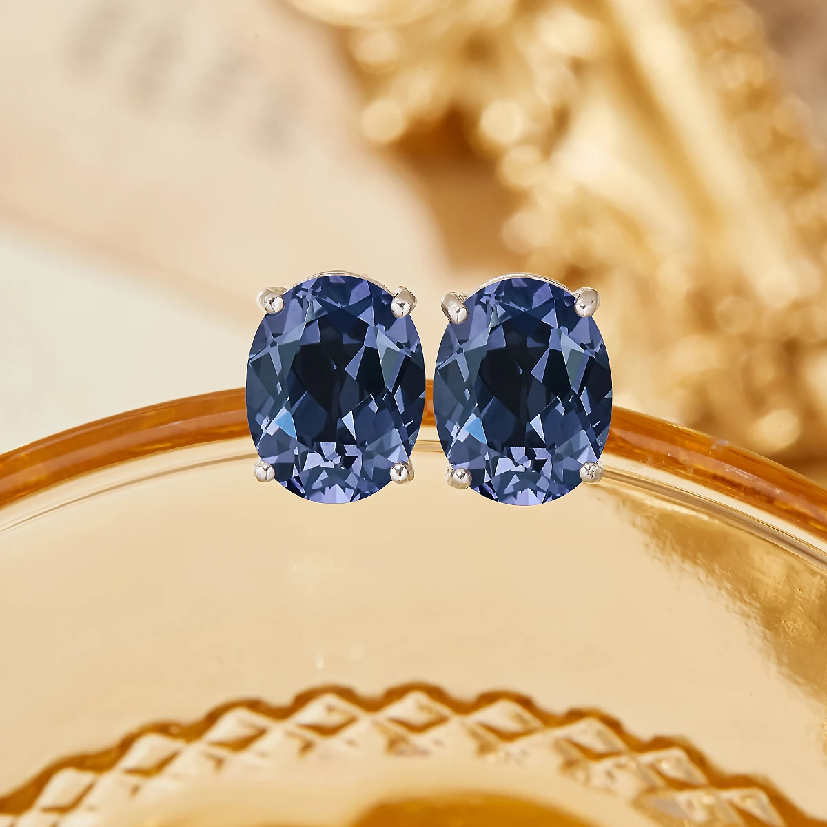 Minimalist Oval Simulated Alexandrite Studs Earrings Color Change June Birthstone Solid 925 Sterling Silver Earrings 6320037