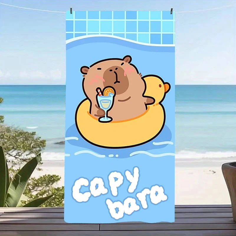 Cute Kawaii Capybara Microfiber Beach Towel Oversized Extra Large Sand Free Pool Towels Quick Dry Super Absorbent Swim Blanket