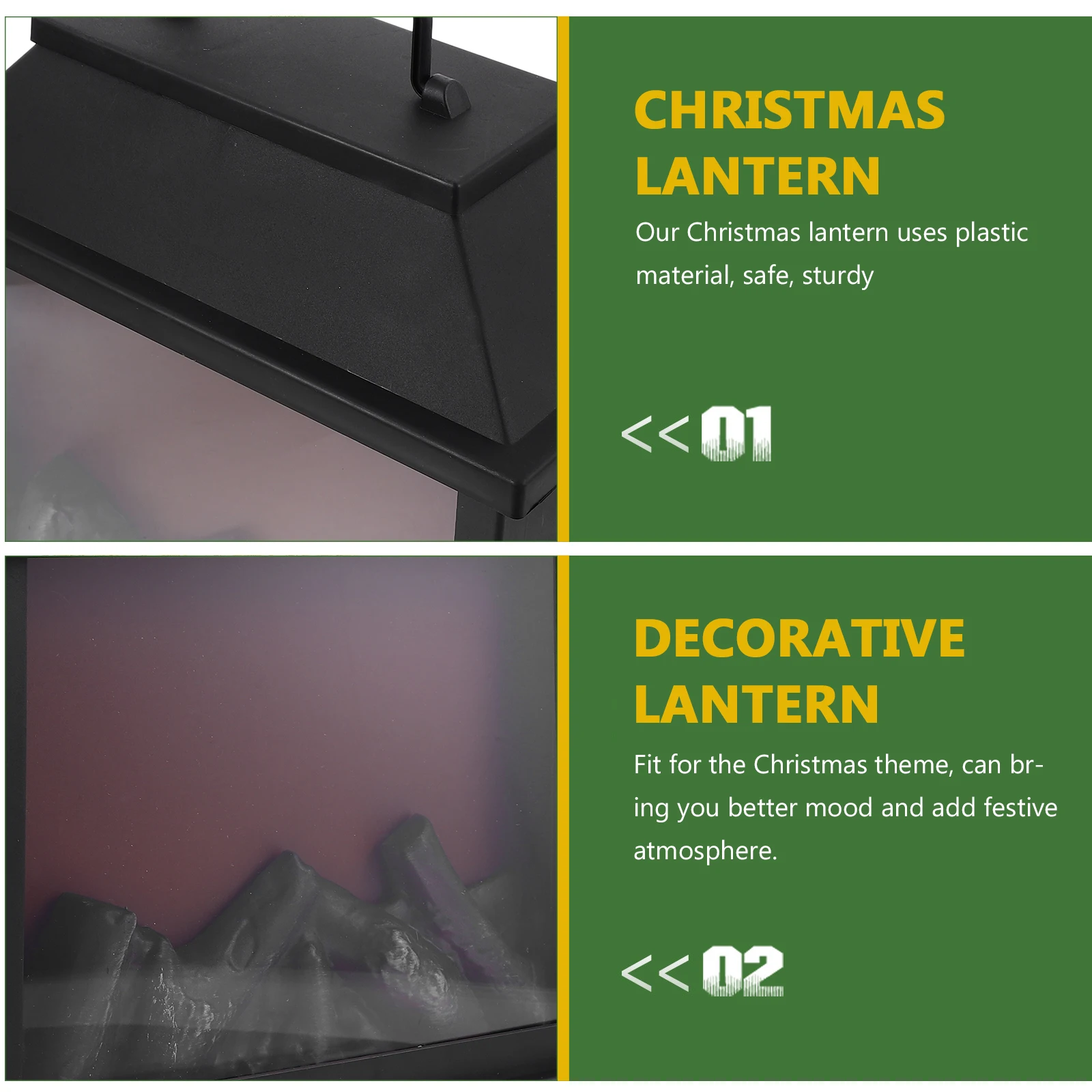 

Xmas Simulated Carbon Fireplace Lantern Decorative Decorations Plastic