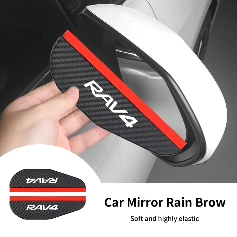 2 uds espejo retrovisor de fibra de carbono lluvia ceja accesorios de espejo de coche para Toyota RAV4 20 30 XA30 2005 2006 2007 2008 2009 20