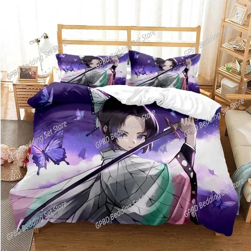 

Anime Demon Slayer Bedding Set,Duvet Cover Comforter Bed Set Quilt Cover Pillowcase,King Queen Twin Size Boys Girls Adults