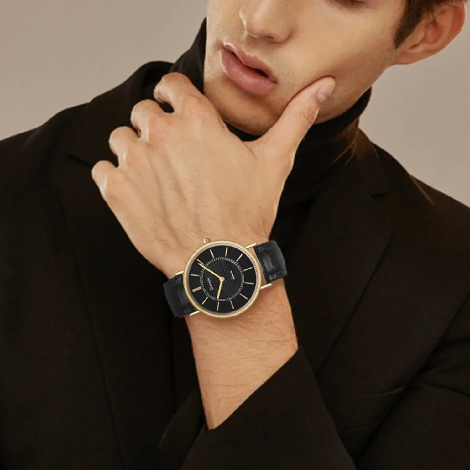 Deesio Imported Quartz Movement Watch Couple Watches Fashionable, Simple and Durable Stainless Steel Waterproof Leather Strap