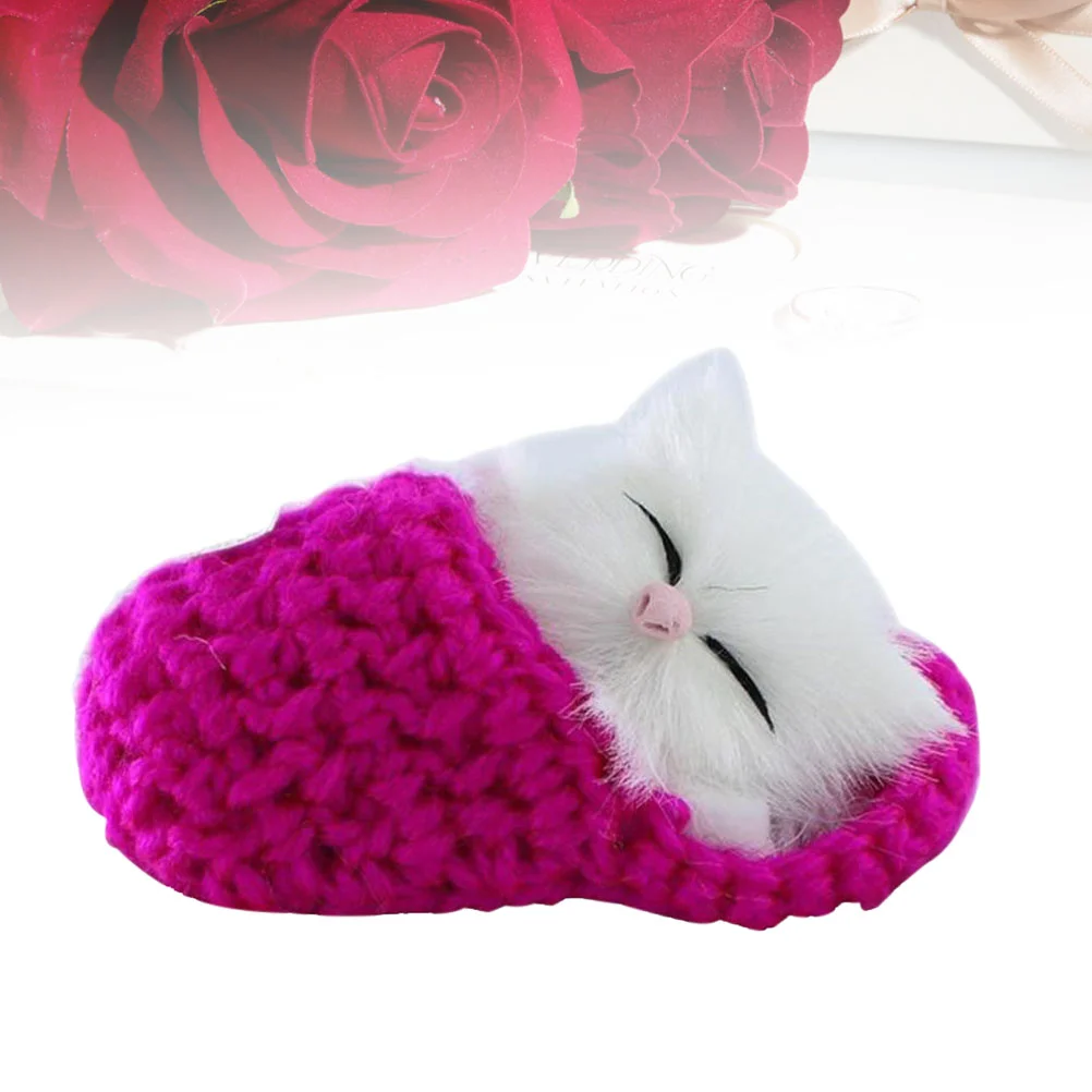 Mini Kitten in Slipper Pc Sleeping Cat Meows Sounds Decor Hand Child Stuffed Animals Girls Festive Occasions Early