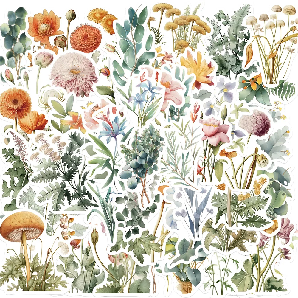 

10/30/50Pcs Nature Flower Waterproof Graffiti Sticker Aesthetic Decorative Luggage Cup Laptop Phone Skateboard Guitar Stickers