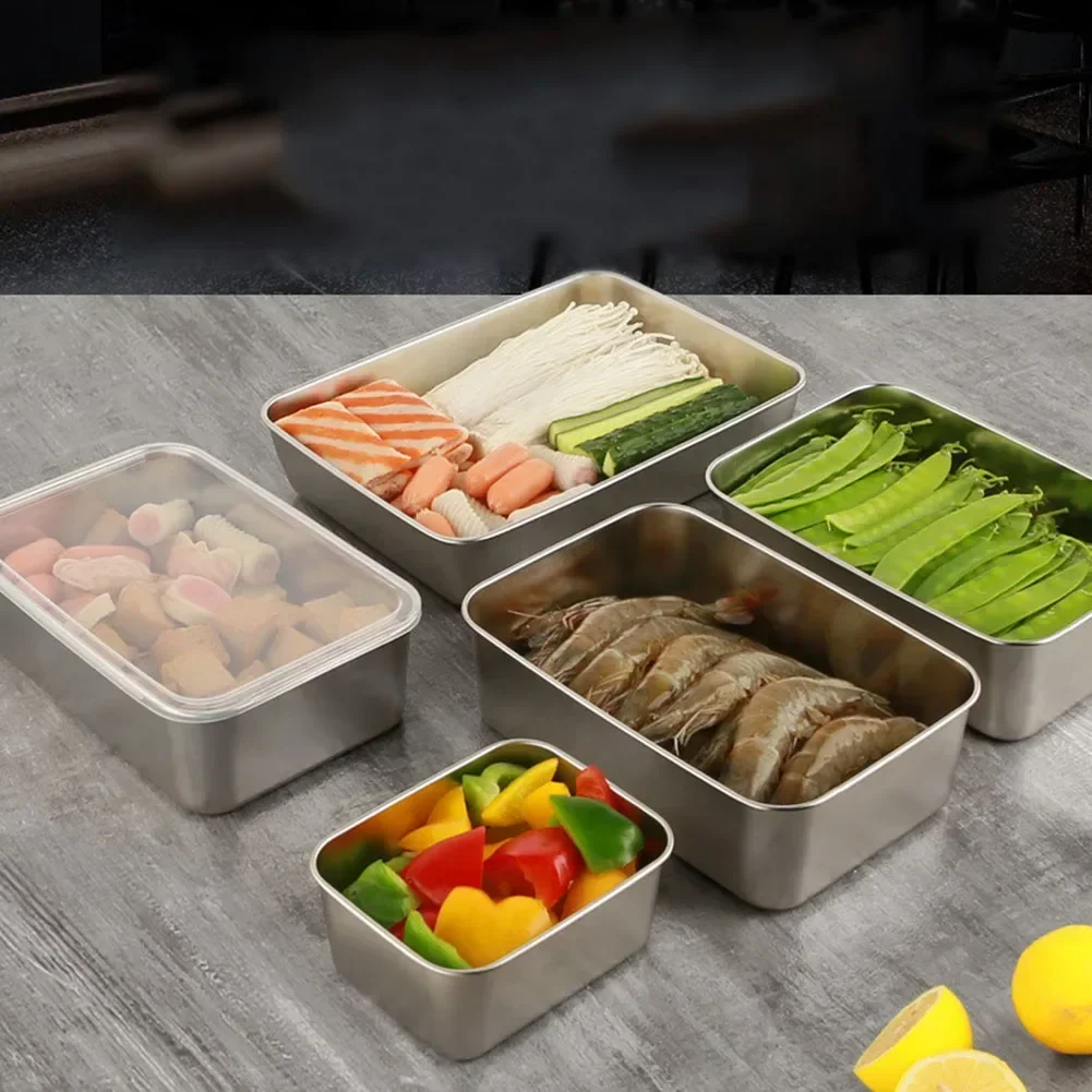 

Square Stainless Steel Food Container W/Lid Airtight Bento Lunch Box Stackable Insulated Lunch Food Container Leakproof