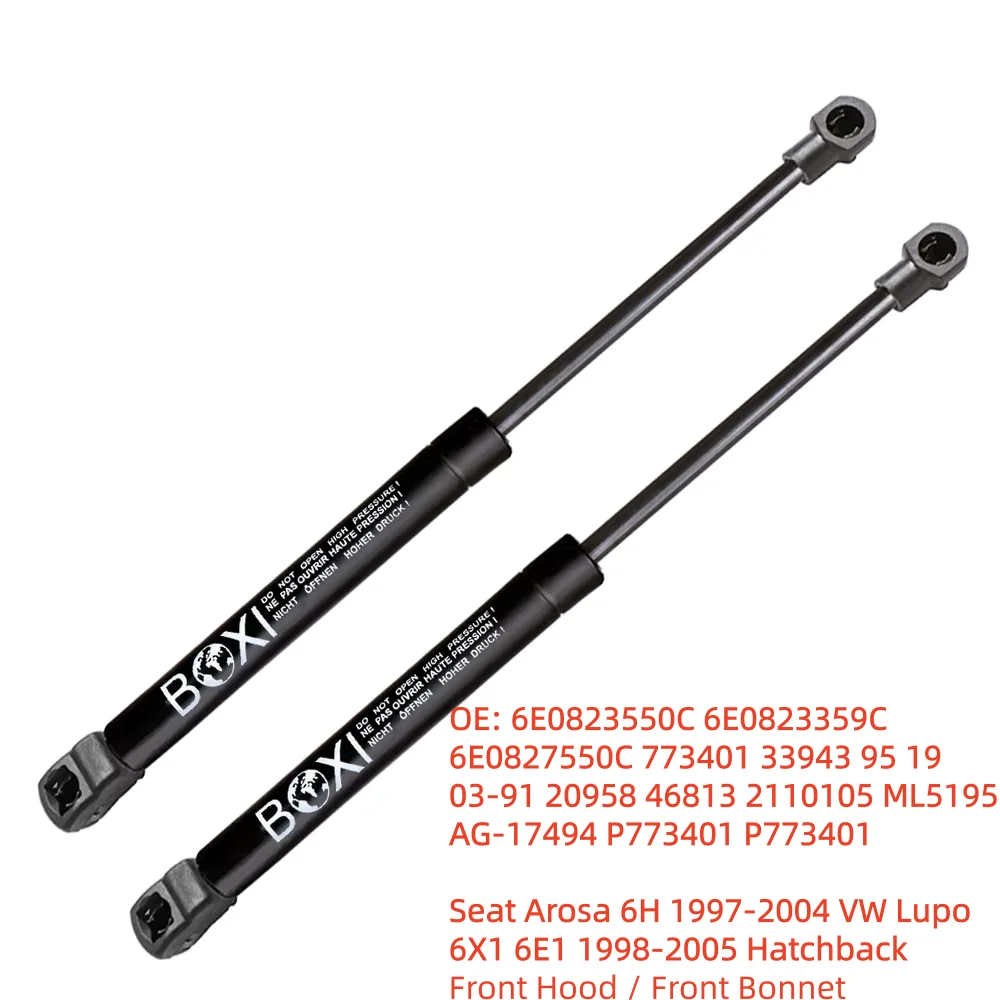 BOXI 2Pcs Front Bonnet Shock Strut For Seat Arosa 6H 1997 - 2004 VW Lupo 6X1 6E1 1998 - 2005 Hatchback 6E0823550C Lifts Support
