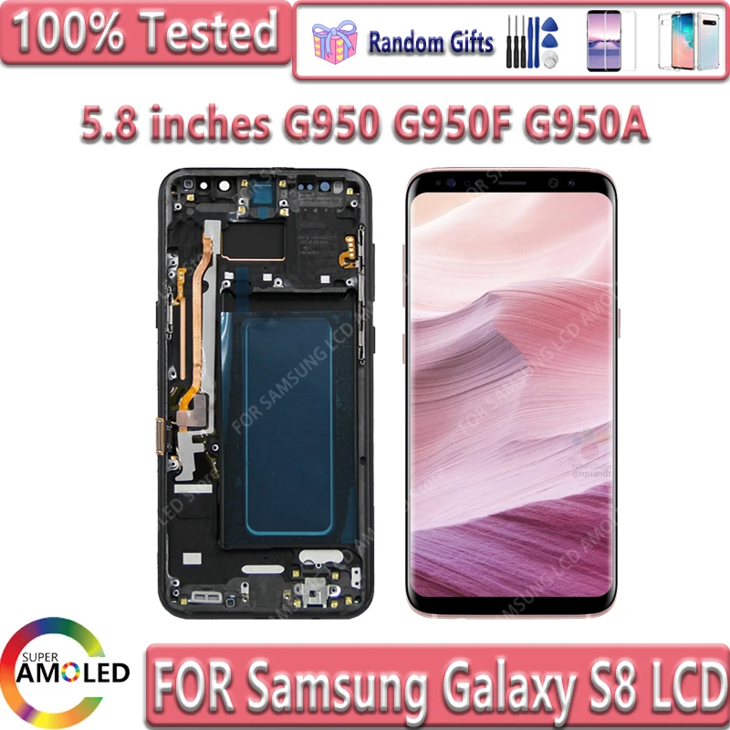 High Qualit Display S8 Amoled LCD For Samsung Galaxy S8 G950A G950 Lcd With Frame Display Touch Screen Digitizer Replacement