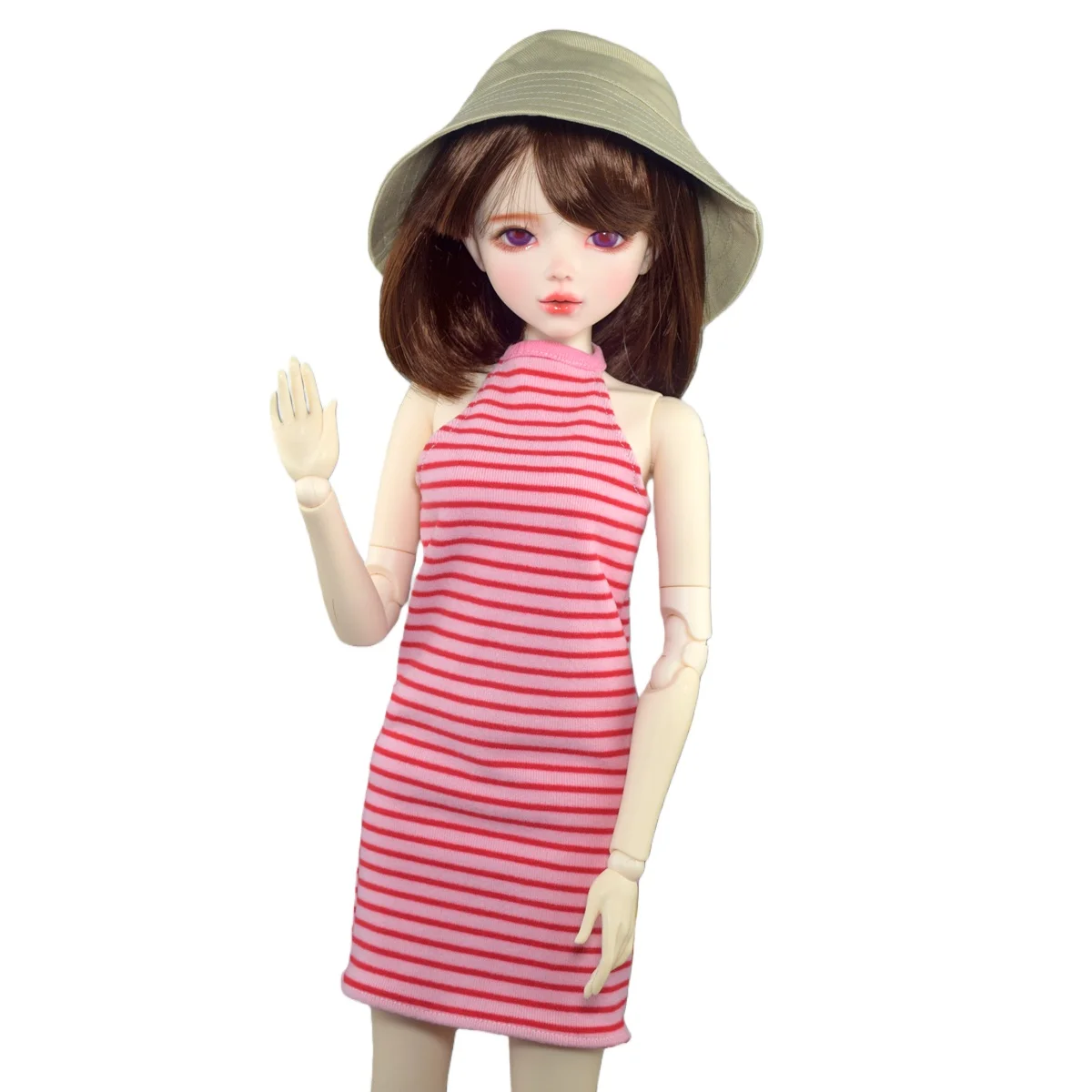 

YUTOTUE 22 inch Pretty Makeup Girl Doll Brown Wig Dress Shoes Hat Set 1/3 BJD Doll Toy