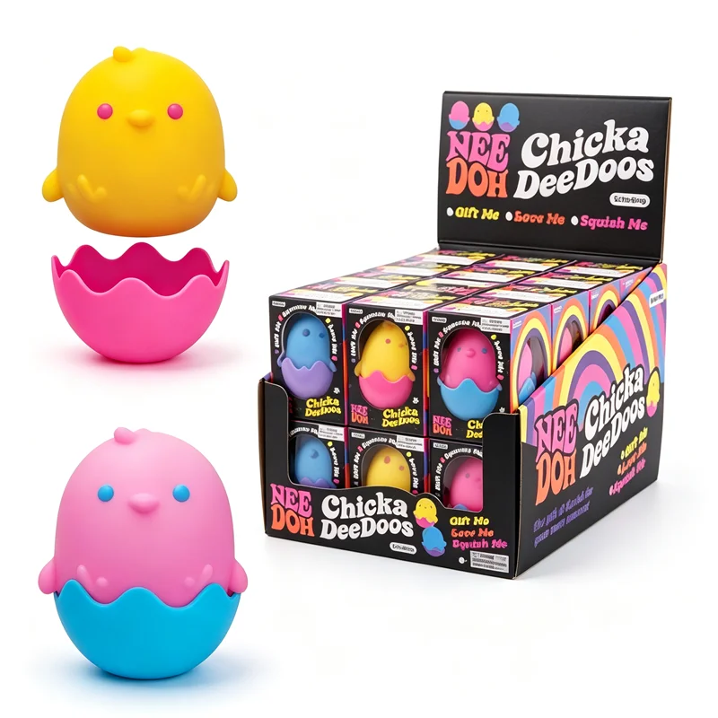 Needoh Chicka DeeDoos Easter Egg Chick Squish Fidget Toy Shell Fast Rebound Relief Squeeze Ball ADHD Autism ASMR Sensory Gift
