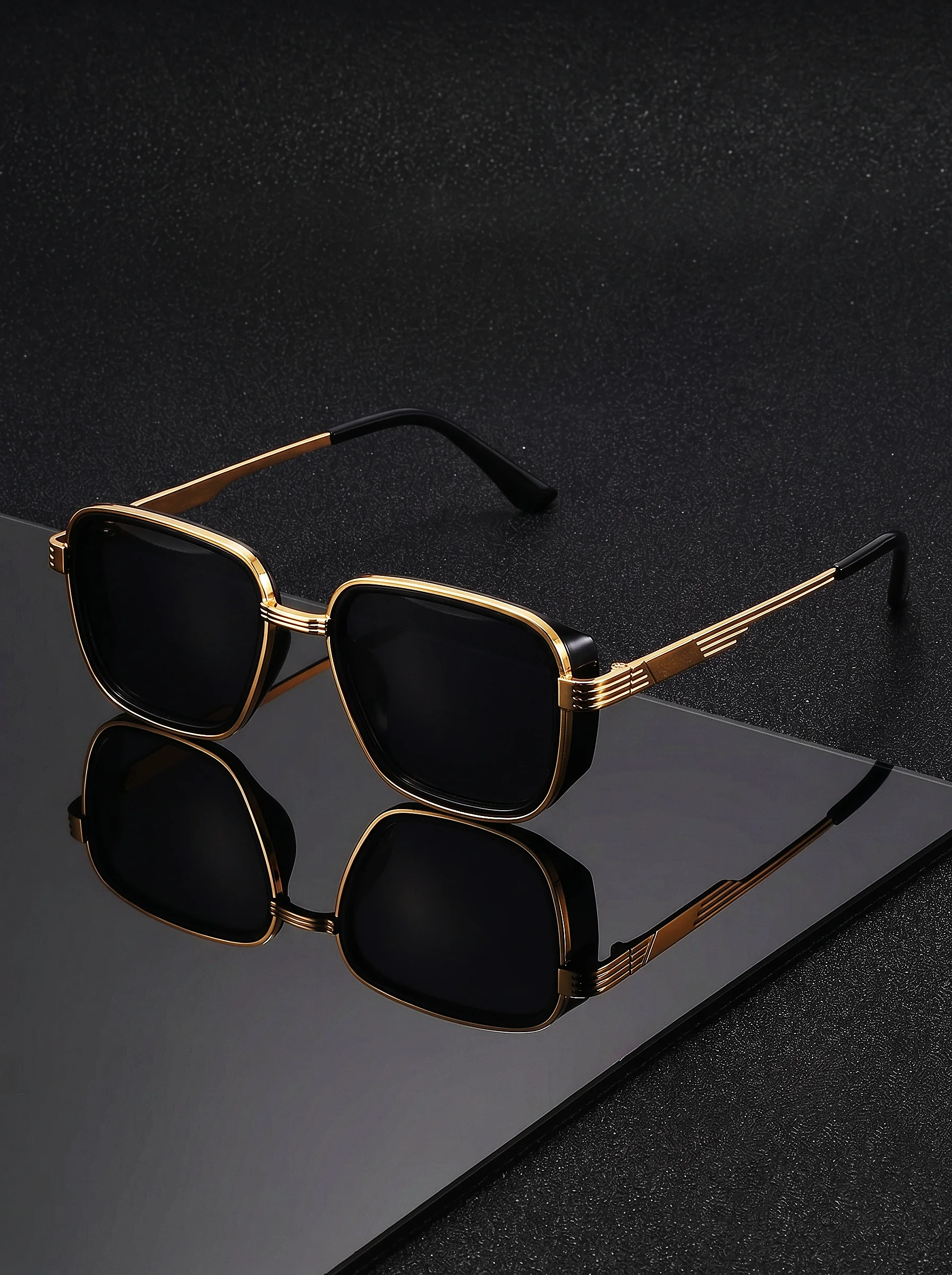 VIOLA MAG Retro Square Sunglasses Unisex, Vintage Sunglasses, Fashionable Oversized Sunglasses with Free Storage Case image 2