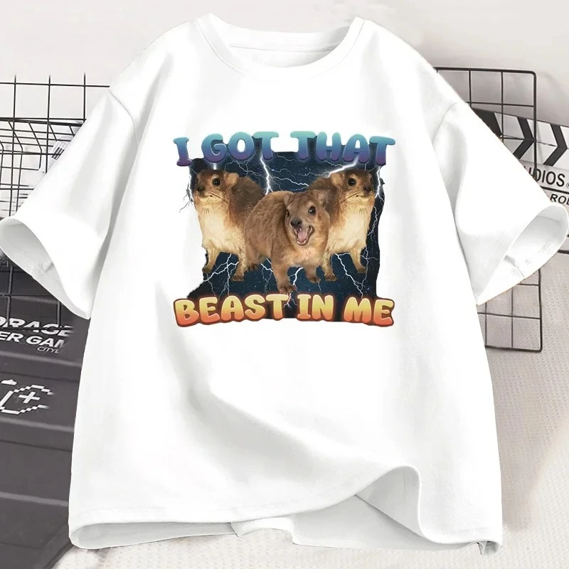 I Got That Beast in Me Funny Rock Hyrax Meme T-shirts for Men Women Silly Dank Memes T Shirt Funny Sayings Trendy Streetwear
