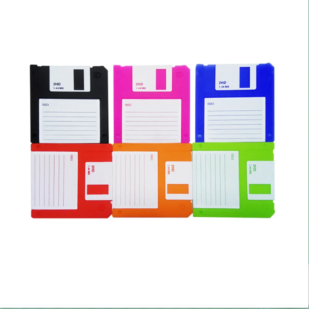 6 PCS Silicone Novelty Design Floppy Disk Coaster For Tables, Drink Coasters for Tabletop Protection