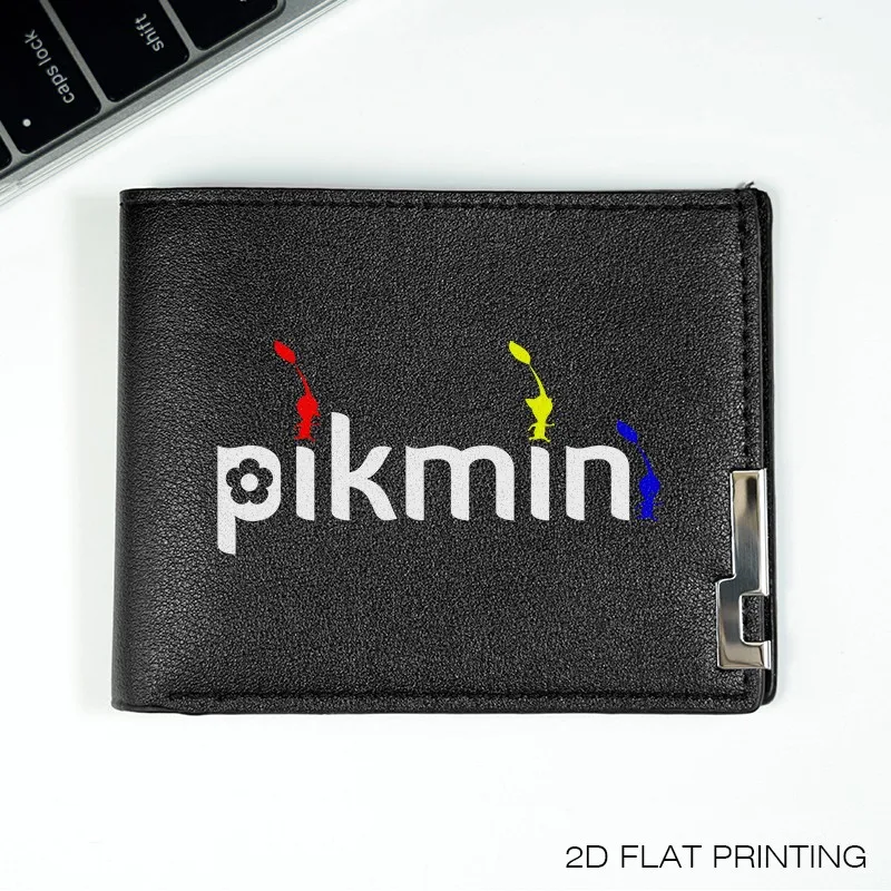 Кошелек из искусственной кожи с логотипом Pikmin, мужской компактный деловой стиль, легкий, прочный, повседневное использование, модный, минималистичный дизайн