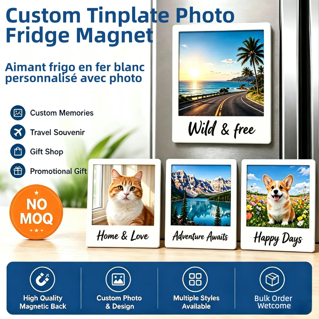 Custom Tin Fridge Magnet Personalized Scenery Metal Tinplate Fridge Magnets Tourist Souvenir Reusable Waterproof