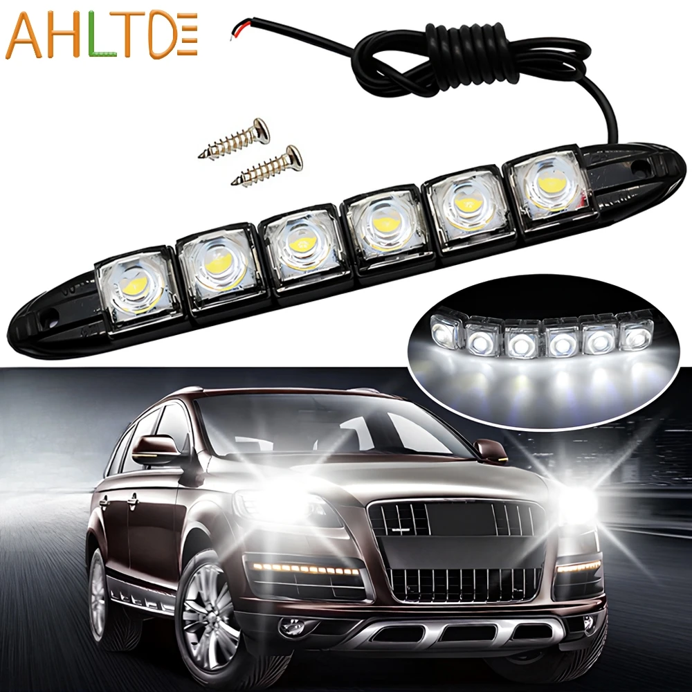 1X luz de circulación diurna Led DRL Universal para coche Flexible 6LED blanco impermeable bombilla antiniebla de conducción lámparas de advertencia faros de señal