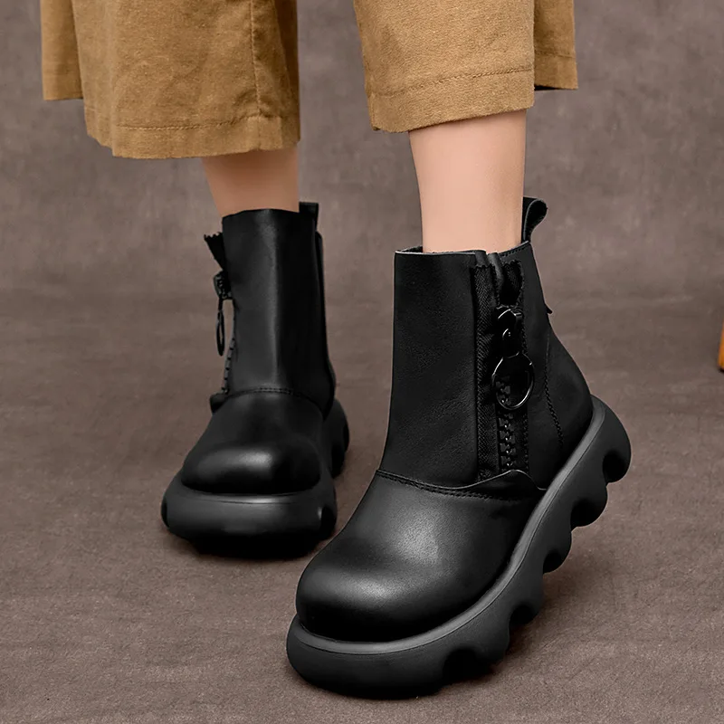 

Женские теплые ботинки из натуральной кожи, короткие ботильоны из мягкой кожи в стиле ретро, женская удобная универсальная обувь на мягкой подошве
