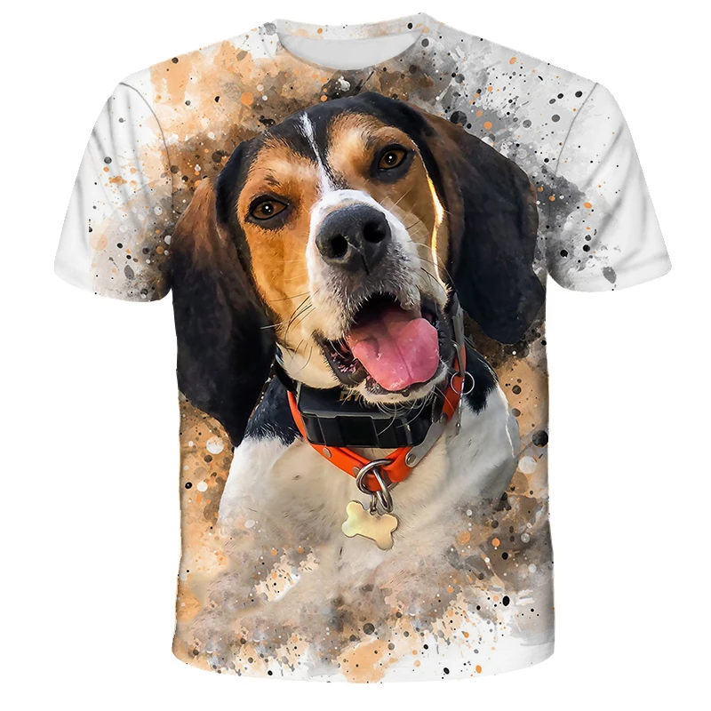 2022 Sketch Vivid Cute Puppy 3D Printed T-shirt Men Women Fashion O Neck Short Sleeve Loose T-shirt Harajuku Street Child Top6XL