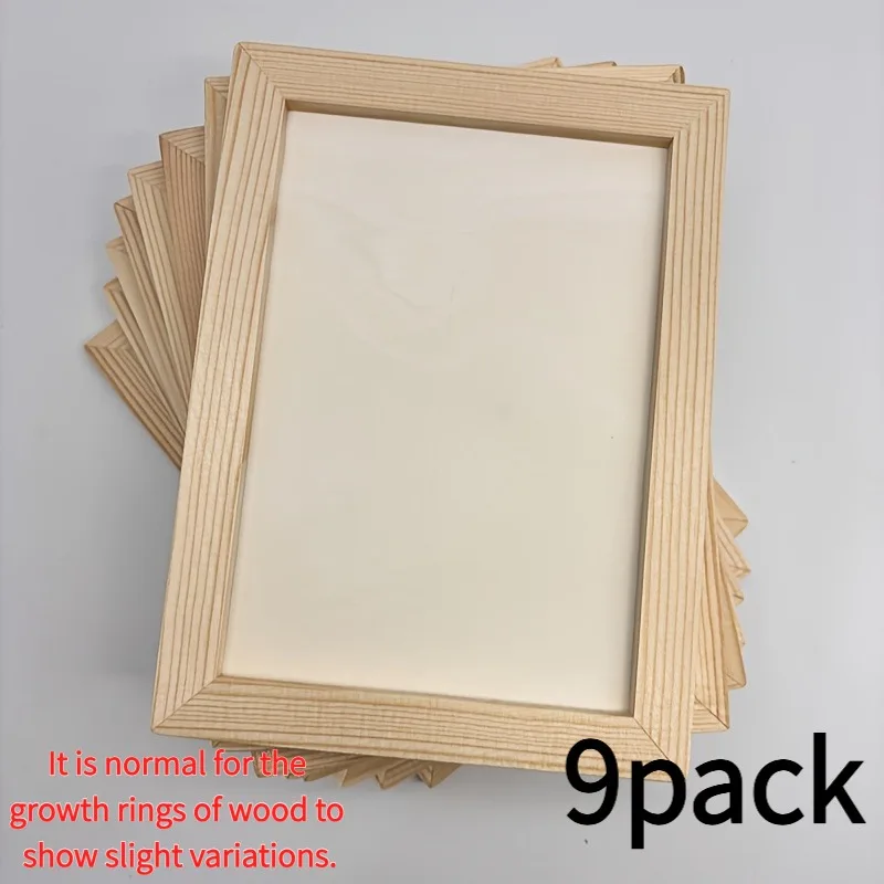 9pcs Wooden Panels Unfinished Wooden Picture Frame for Crafts Painting Canvas Art Projects Ink Wash Painting Oil Acrylic Paints