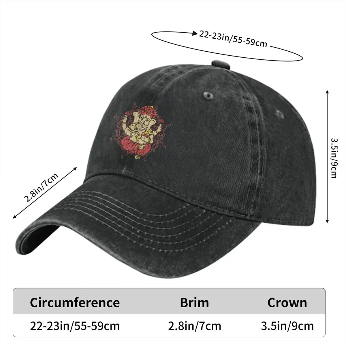 Elephant Ganesha Yoga Mandala Baseball Cap Men Hats Women Visor Protection Snapback Ganesha Art Caps