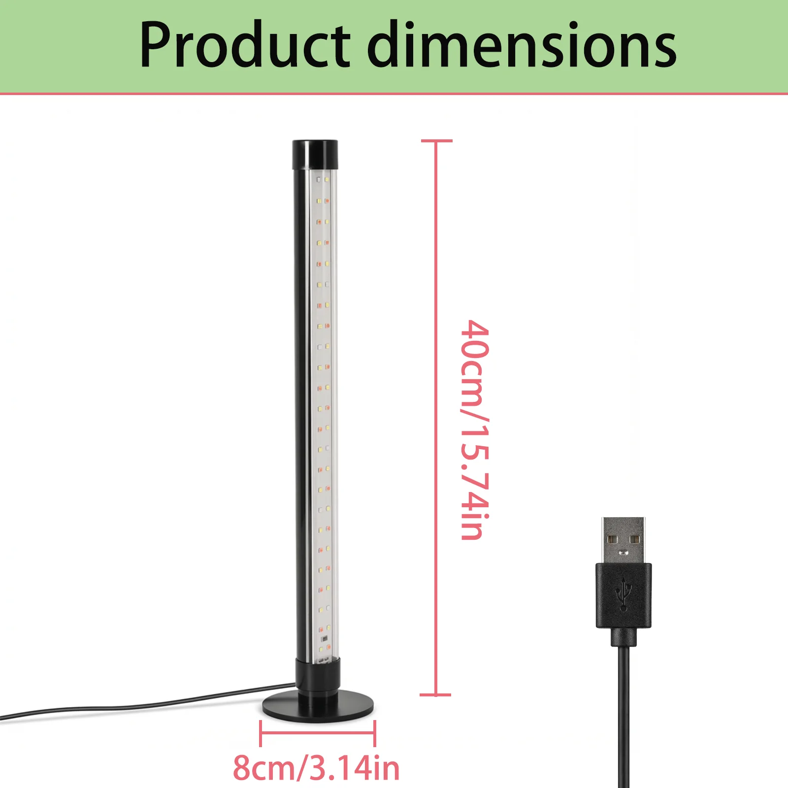 Vertical Standing Grow Light with Side Illumination, 3 Light Modes & 10 Brightness Levels, Auto 3/9/12H Timer, Desk Plant Light