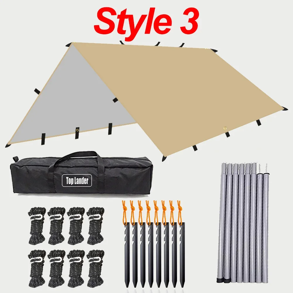 19 Hang-Point-Plane, wasserdicht, Survival-Bushcraft, Sonnenschutz, Strand-Schatten-Zelt, Outdoor-Überdachung, Rucksackreisen, Touristen-Markise, 4 x 4, 3 x 3 m