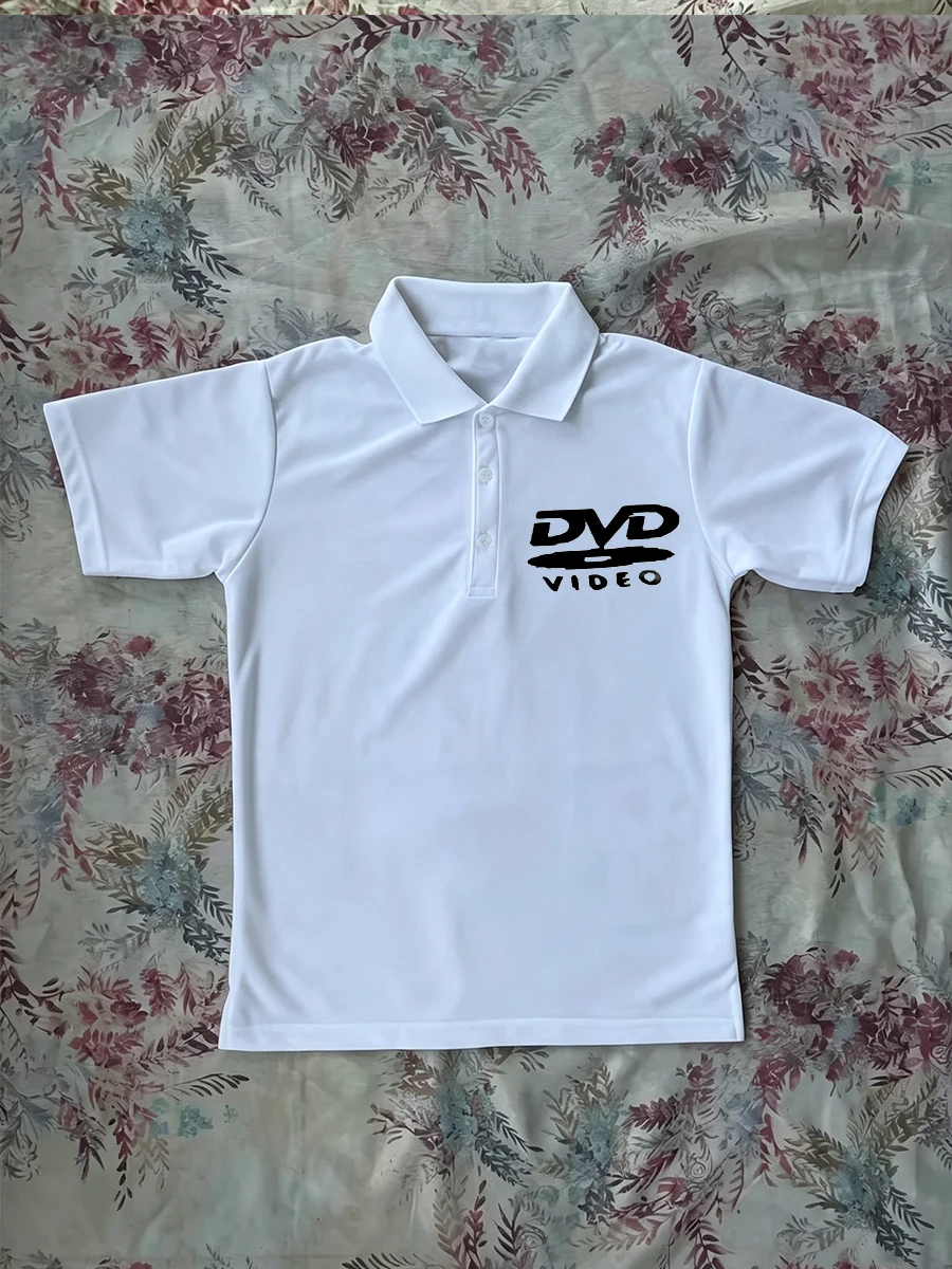 Polo Shirts Vintage DVD Letter Graphic Print Y2k Hip Hop Men's Golf Shirts Streetwear Aesthetic Tee Minimalist and Fashionable