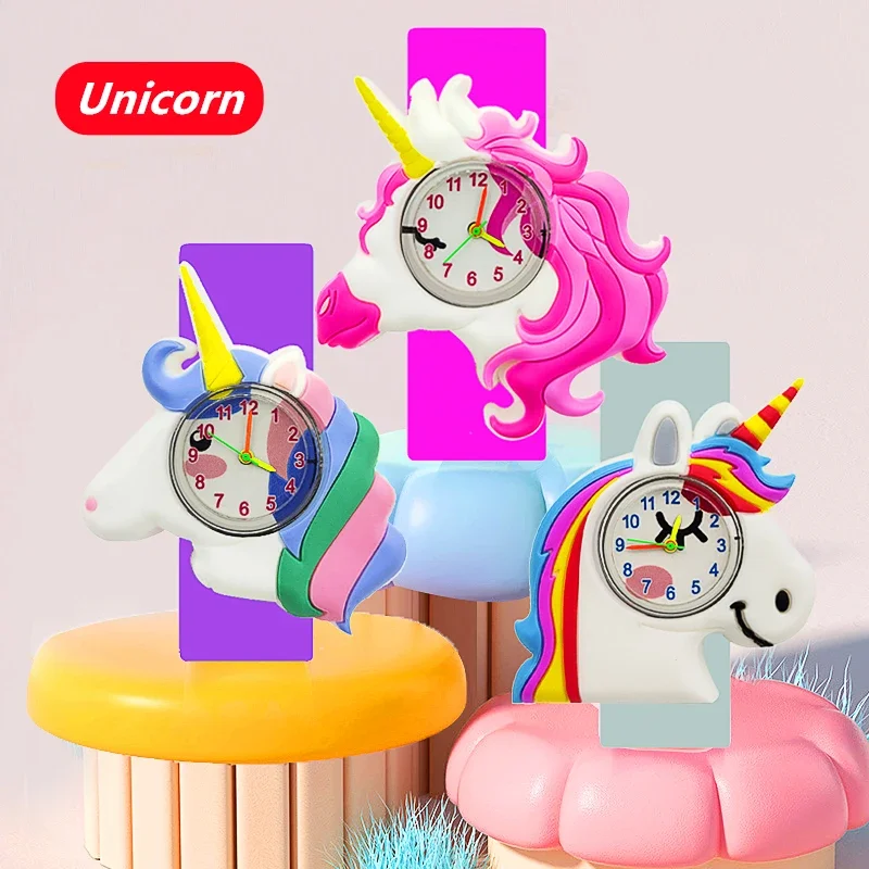 1-14 Years Old Child Watch Cartoon Unicorn Toy Waterproof Children Watches Clock Boys Girls Kids Slap Watches Bracelet