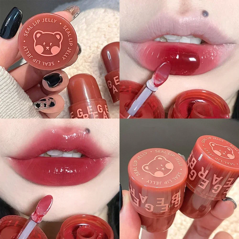 Wasserdichter Spiegel Wasser Licht Lip gloss Rose lila feuchtigkeit spendendes Kristall gelee flüssiger Lippenstift dauerhafte Lippen tönung Make-up Kosmetik