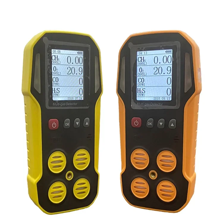 Competitive price handheld 4 gas  analyzer 3 a-l-a-r-m sensitive sensor rechargeable battery portable multi  detector