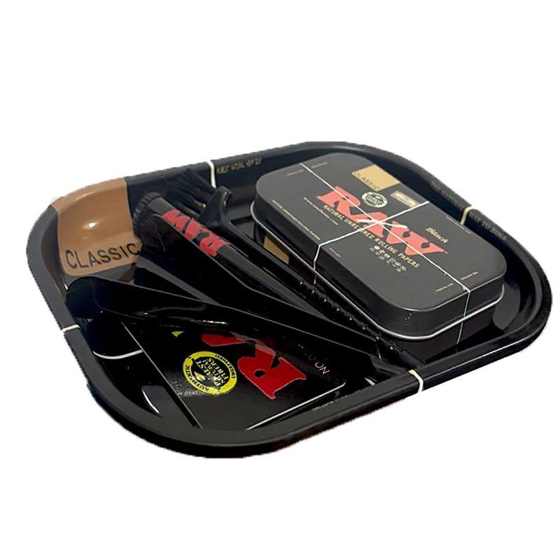 1 مجموعة اكسسوارات التدخين 18*12.5 سنتيمتر/18*14 سنتيمتر صينية المتداول صينية السيجاريرا لوحة معدنية البلاستيك تخزين أنبوب فرشاة المخاريط محمل Funne