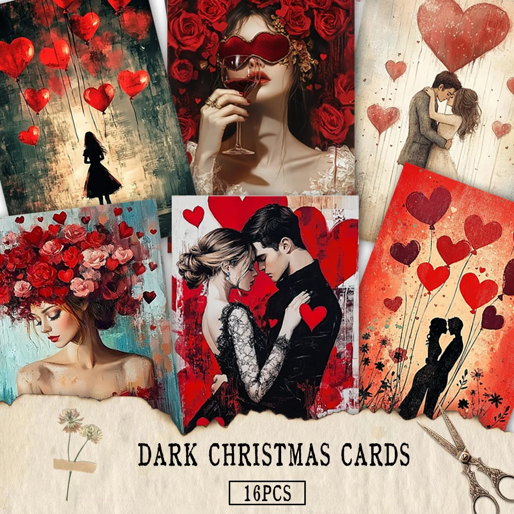 

16pcs romantic postcards, New Year gifts, Christmas gifts, living room decoration, bedroom decoration, high-quality cardstock