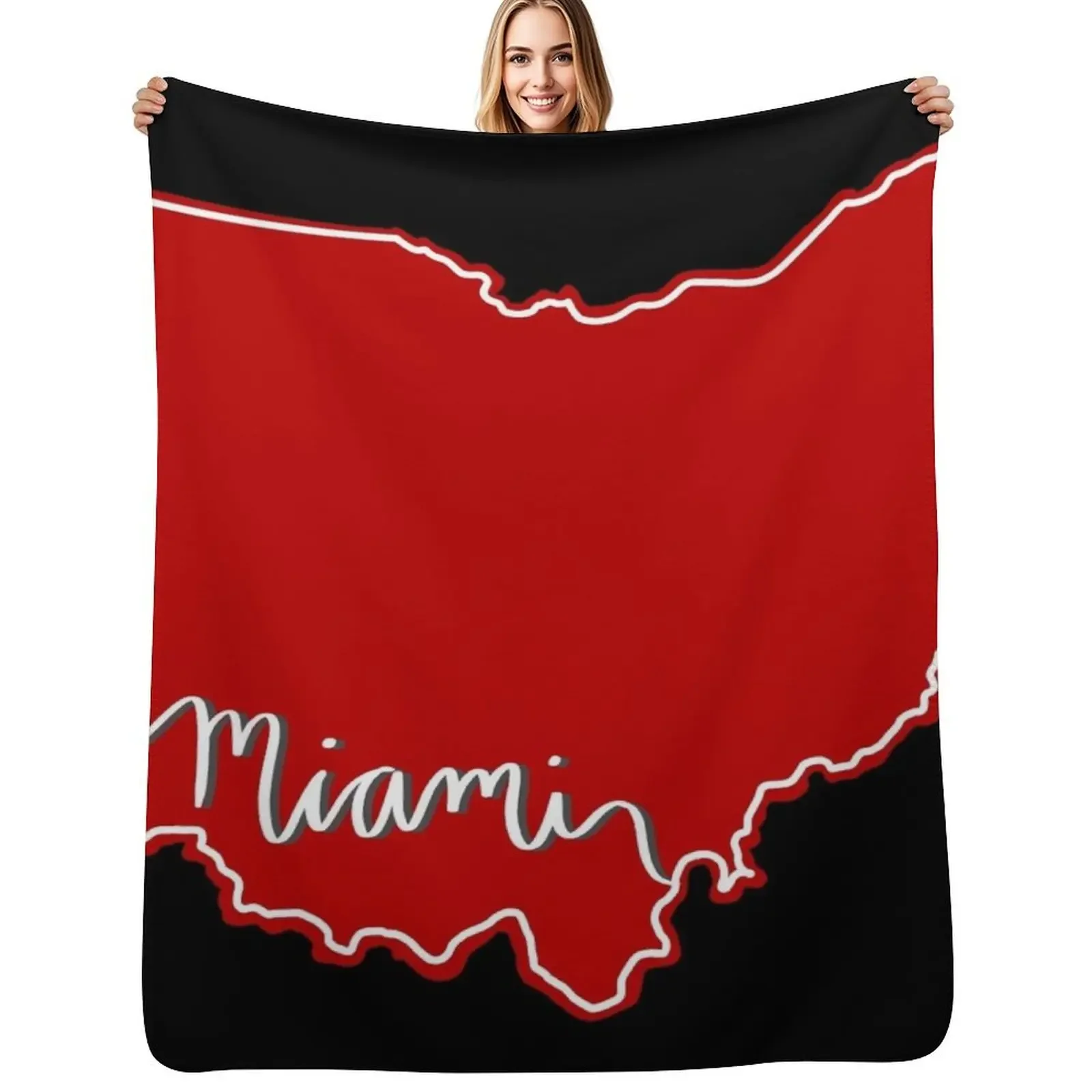 

Miami Caligraphy Ohio Outline Throw Blanket Luxury Designer cosplay anime Vintage Blanket