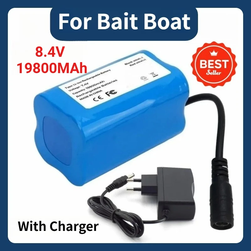 

8.4V 19800MAh 18650 Lithium-ion Rechargeable Battery High-capacity Power Battery for Bait Boat with Charger