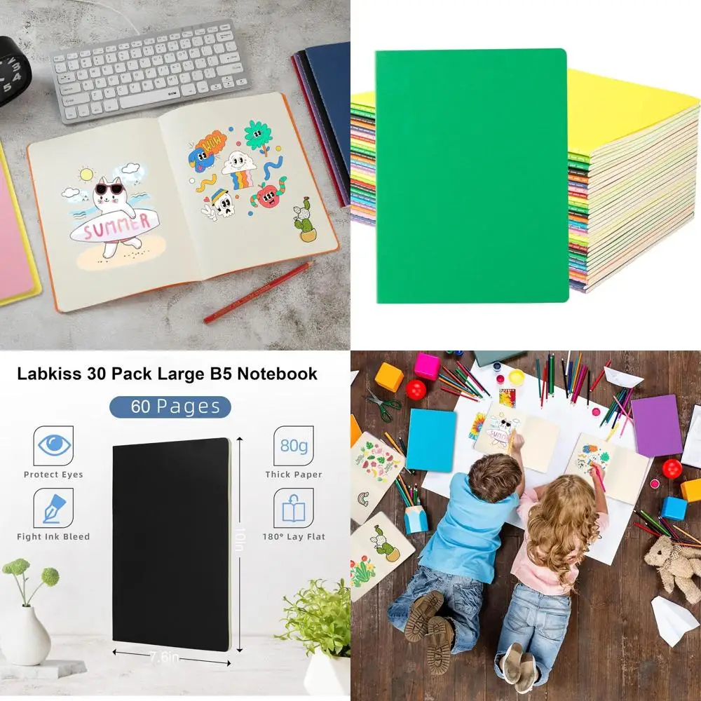 

Набор блокнотов без подкладки Bulk B5, 60 стоек, 7,6x10 дюймов, красочные обложки, плотная бумага для рисования и письма