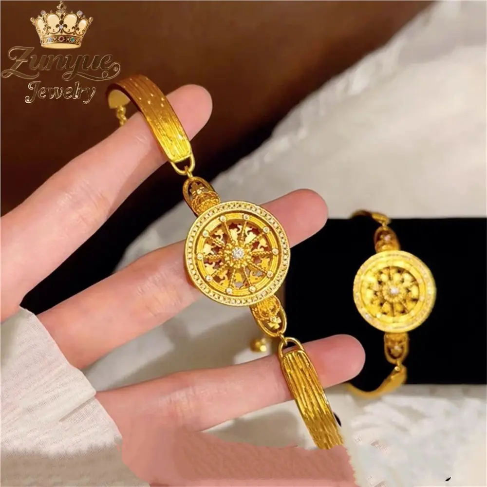 Sand Gold Lucky Crown Hollowed-Out Compass Bracelet Luxury Quality Jewelry Handicraft Fashion Jewelry Exquisite Charms Popular
