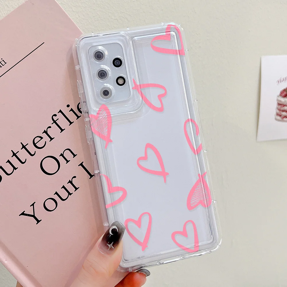 Soft Love Heart Case For Samsung S23 FE S24 Ultra Plus A54 5G A55 A15 A34 A33 A53 A14 A13 A05 A52 A32 A23 A24 A73 S21 S22 S20 FE