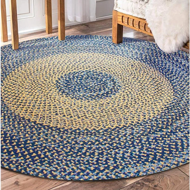 Living Room Carpet Home Decoration Traditional Hand Knitting Natural Jute Denim Soft Bedroom Mat Wear-resistant and Durable Rug