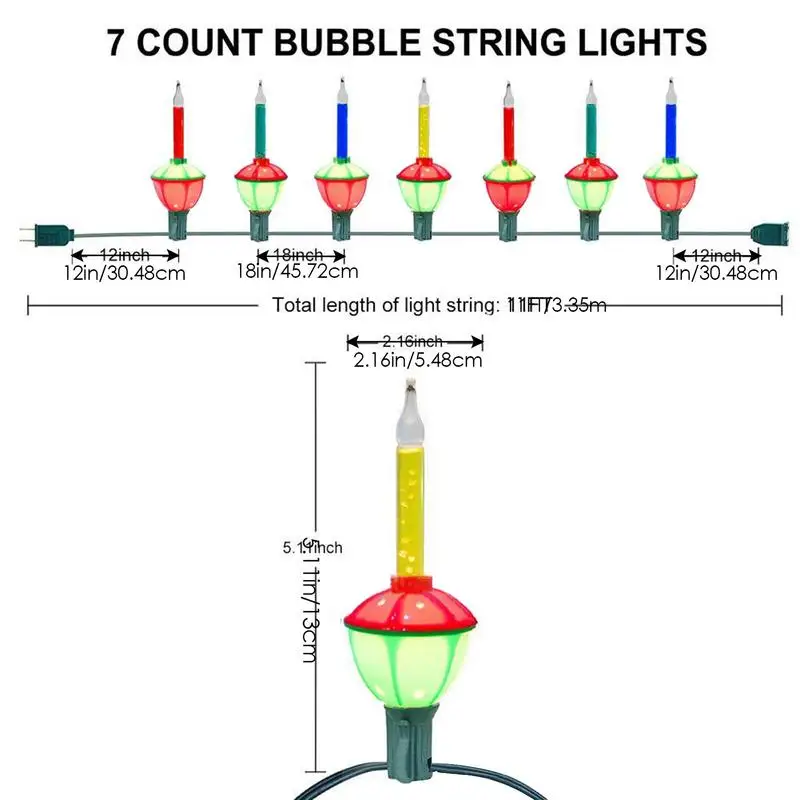 Bombillas de burbujas de Navidad, cadena de luces nocturnas, luz fluida multicolor portátil para Patios, festivales y Porches