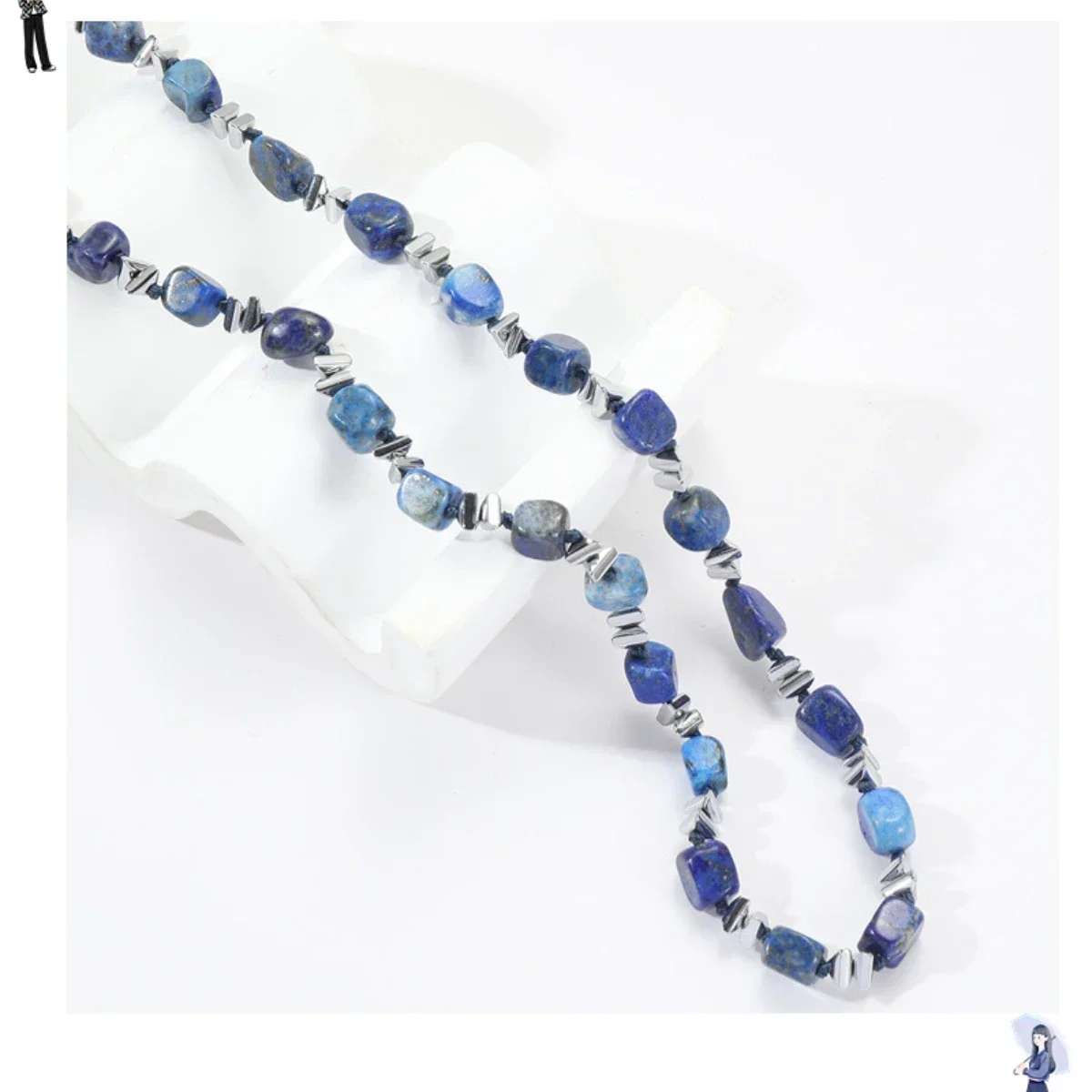 الحجر الطبيعي العقيق كسر الفضة بلورات الملونة الخرزة قلادة المرأة الخفيفة الفاخرة قسط أصول سلسلة الترقوة #5