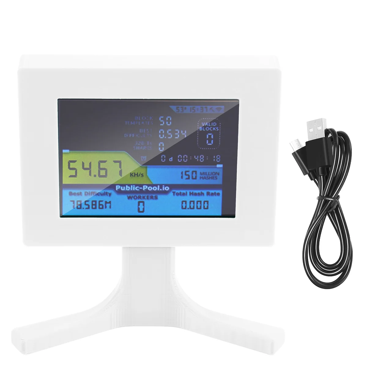 Nerdminer V2 56kh/S 2.8 Inch LCD Display Nerdminer Bitcoin Crypto Solo Lottery Desk Miner Cryptocurrency Miner White