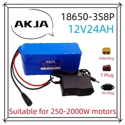 Air fast transportation 3S8P12V24Ah battery pack 18650 lithium ion DC12.6V super large capacity rechargeable battery with BMS