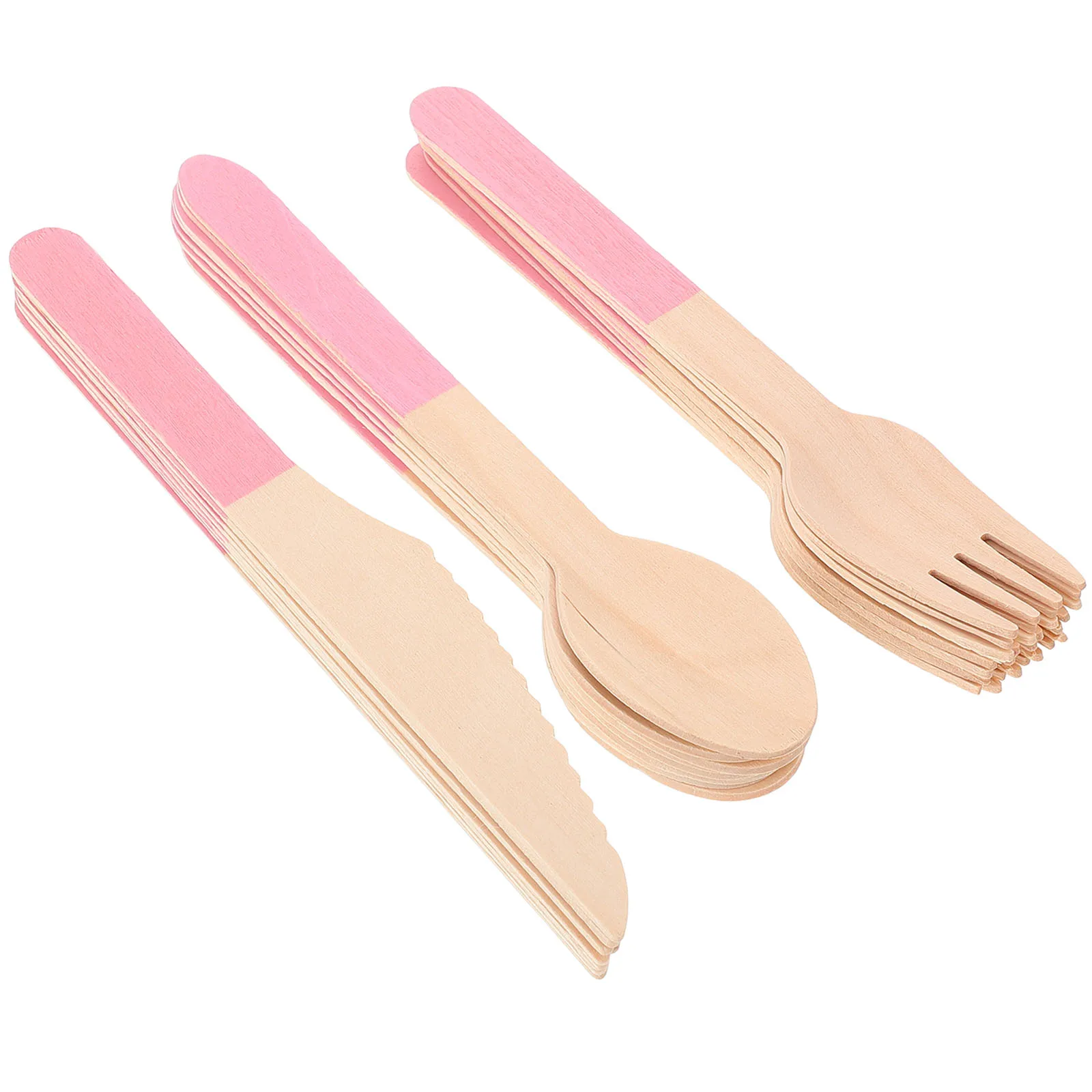 

24 Pcs Birthday Party Tableware Sustainable Cutlery Wooden Untensils Disposable Bamboo
