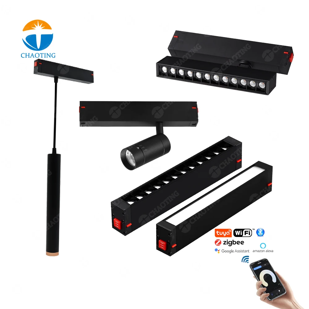 Linear Led Track Light Recessed Cylinder Downlight Tuya Smart Wifi Adjust Dimmable Ceil Pandent Spot Down Light For Home Hotel