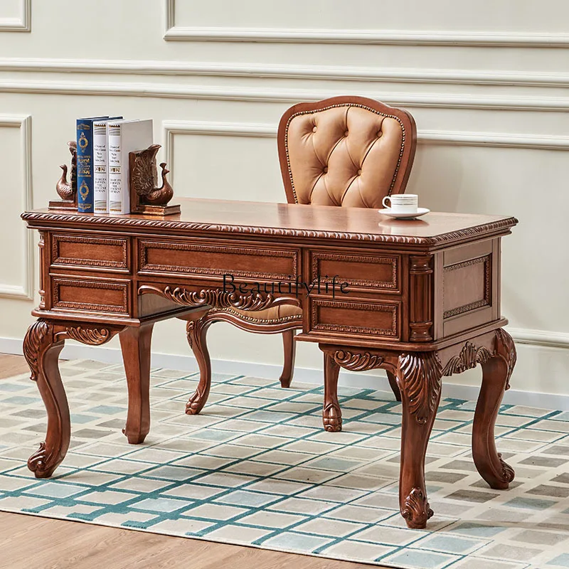 

04American solid wood desk writing desk study table rectangular living room